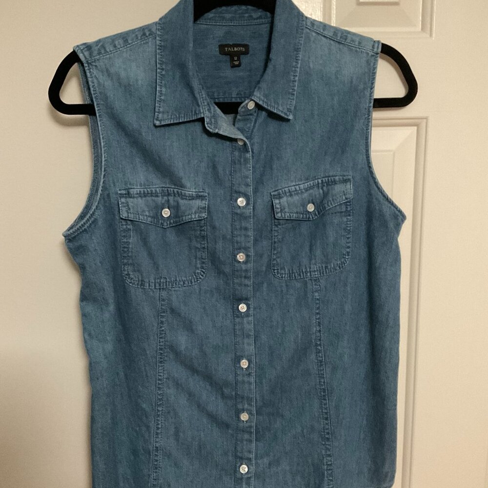Talbots Blue Denim Sleeveless Blouse
